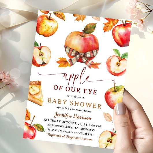 Apple van onze Eye Baby shower Herfst Gingham Kaart