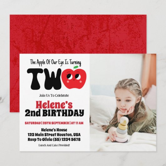 Apple van onze Eye Girl 2e verjaardag foto Kaart (Voorkant / Achterkant)