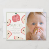 Apple van onze Eye Green Boy 1e Verjaardag Foto Kaart (Voorkant)