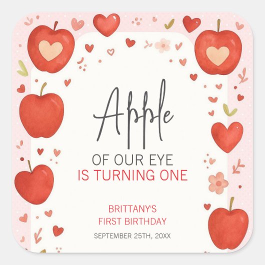 Apple van onze Eye Herfst thema Verjaardag Vierkante Sticker (Voorkant)