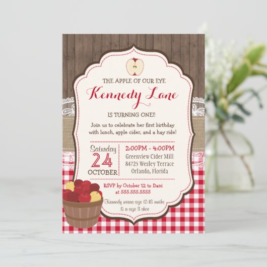 Apple van onze Eye Rustic Herfst verjaardagsuitnod Kaart (Staand voorkant)