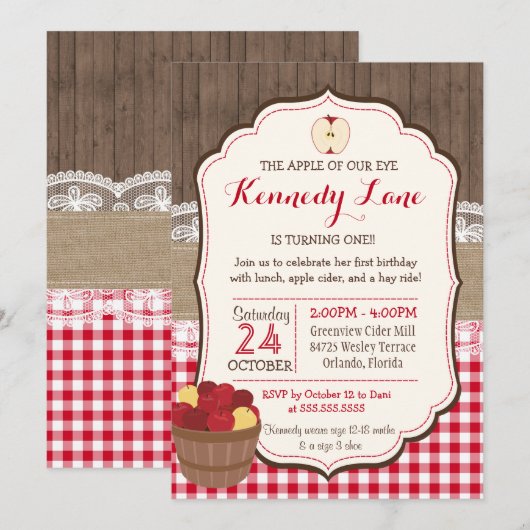 Apple van onze Eye Rustic Herfst verjaardagsuitnod Kaart (Voorkant / Achterkant)