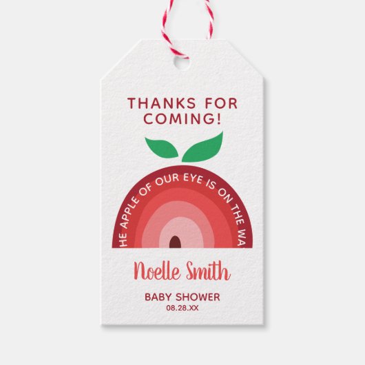 Apple van onze ogen, Apple Rainbow, Baby shower Cadeaulabel (Voorkant)