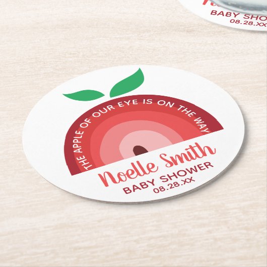 Apple van onze ogen, Apple Rainbow, Baby shower Ronde Kartonnen Onderzetter (Gebogen)