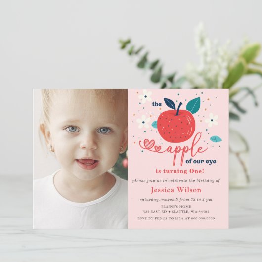 Apple van onze ogen eerste verjaardag kaart (Staand voorkant)