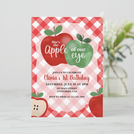 Apple van onze Oog 1e verjaardag Uitnodiging (Staand voorkant)