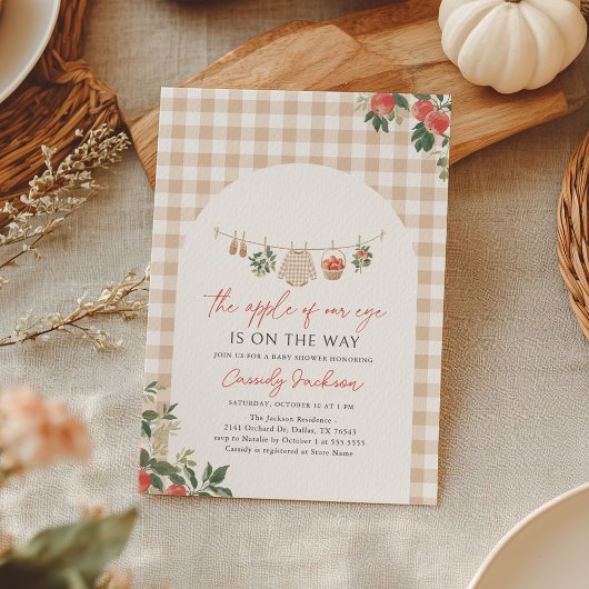 Apple van Onze Oog Herfst Gingham Baby Shower Kaart
