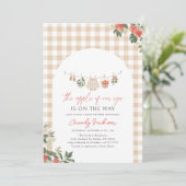 Apple van Onze Oog Herfst Gingham Baby Shower Kaart (Staand voorkant)