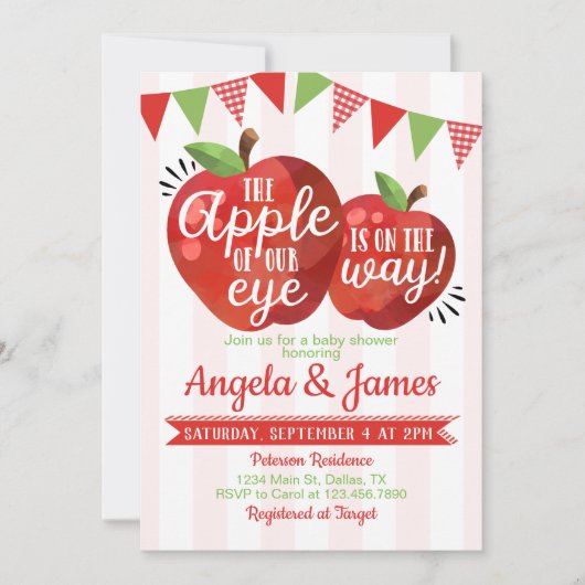 Apple van onze Ooguitnodiging tot Baby shower Kaart (Voorkant)