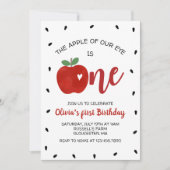 Apple van onze uitnodiging voor de eerste verjaard (Voorkant)