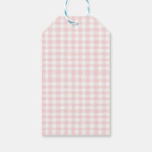 Apple verjaardag roze strik en plaid cadeaulabel (Achterkant)