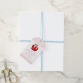 Apple verjaardag roze strik en ruitjes cadeaulabel (Met Touw)