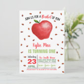 Apple Verjaardag Uitnodiging - Bushel van Plezier (Staand voorkant)