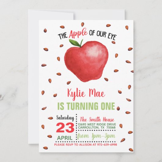 Apple verjaardagsuitnodiging - Apple van ons oog Kaart (Voorkant)