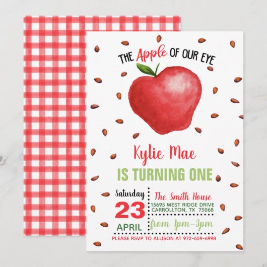Apple verjaardagsuitnodiging - Apple van ons oog Kaart (Voorkant / Achterkant)
