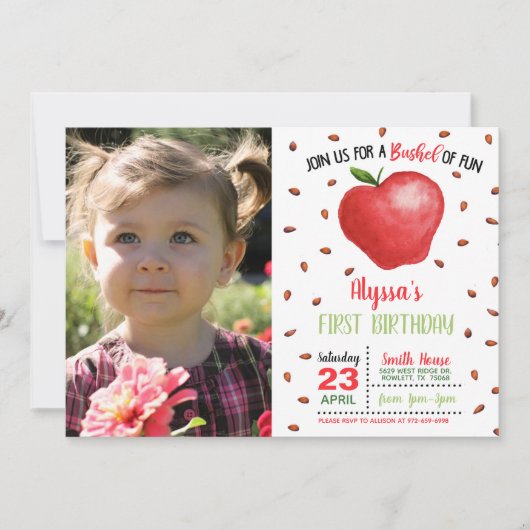 Apple verjaardagsuitnodiging met foto kaart (Voorkant)