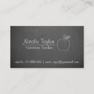 Apple Vervangende Docent Tutor Grijs Schoolbord Visitekaartje