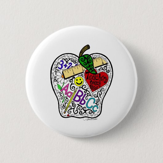 Apple voor de leraar ronde button 5,7 cm (Voorkant)