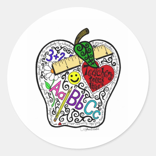 Apple voor de leraar ronde sticker (Voorkant)