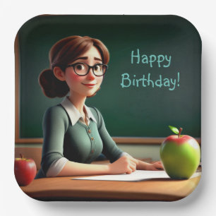 Apple voor de verjaardag van de leraar papieren bordje