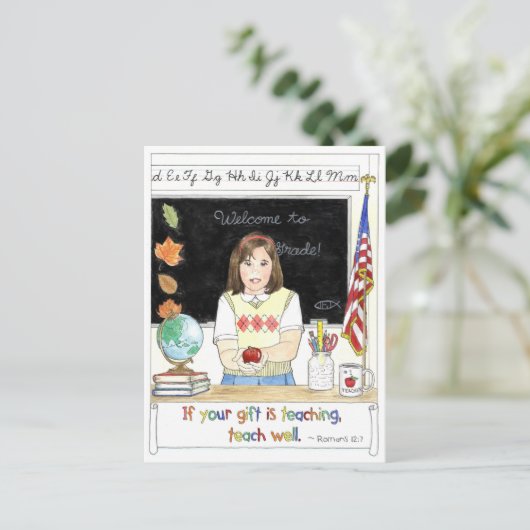 Apple voor het Teacher Inspirerend Briefkaart (Staand voorkant)