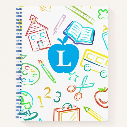Apple voor het Teacher Monogram Spiral Notitieboek (Voorkant)