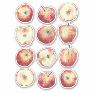 Apple Waterverf Fruit Sticker