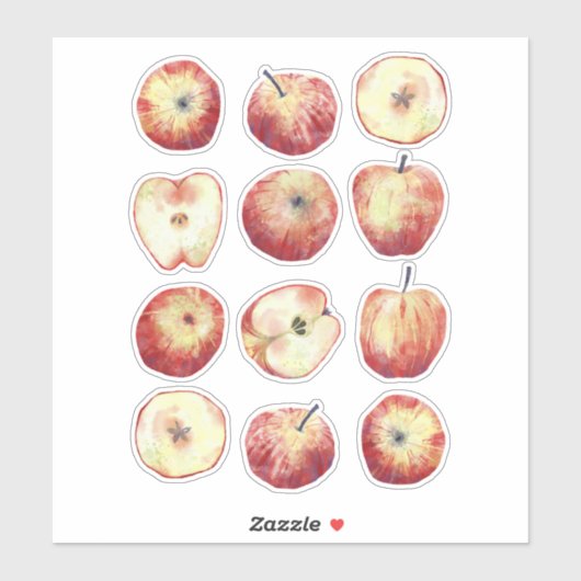 Apple Waterverf Fruit Sticker (Vel)