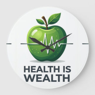 Apple with Heartbeat Pulse and Health is Wealth Grote Klok