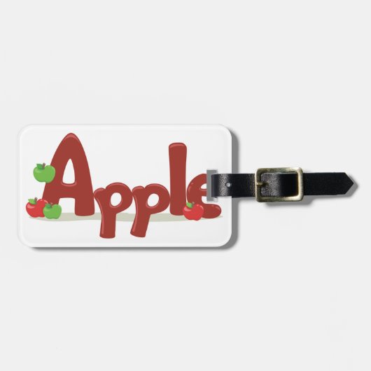 Apple Word Art met rode en groene appels Bagagelabel (Voorkant horizontaal)