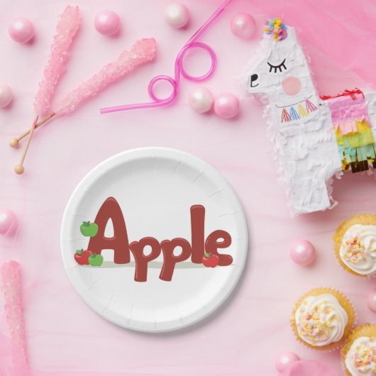 Apple Word Art met rode en groene appels Papieren Bordje (Feest)