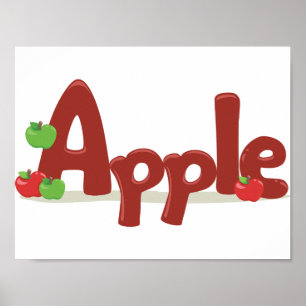 Apple Word Art met rode en groene appels Poster