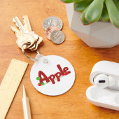 Apple Word Art met rode en groene appels Sleutelhanger