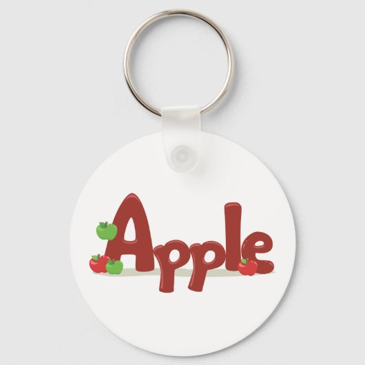 Apple Word Art met rode en groene appels Sleutelhanger (Voorkant)