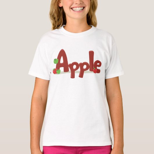 Apple Word Art met rode en groene appels T-shirt (Voorkant)