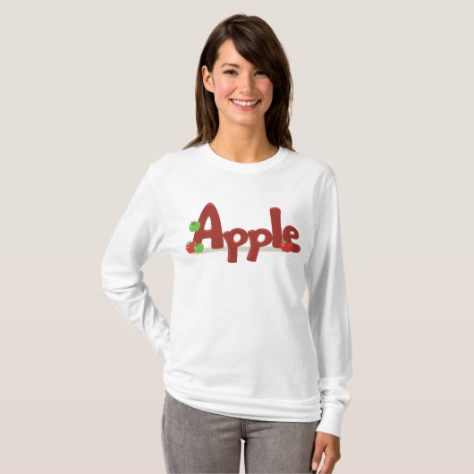 Apple Word Art met rode en groene appels T-shirt (Voorkant volledig)