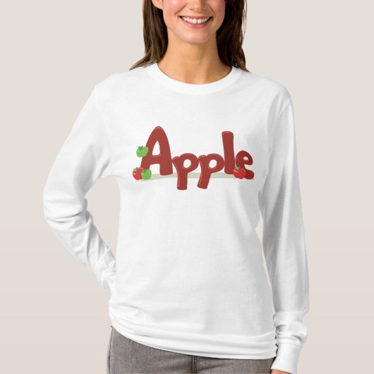 Apple Word Art met rode en groene appels T-shirt (Voorkant)