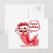 Apple Worm cartoon Happy Birthday Briefkaart (Voorkant / Achterkant)