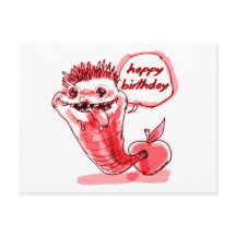 Apple Worm cartoon Happy Birthday
