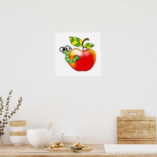 Apple & Worm, terug naar school Poster (Keuken)