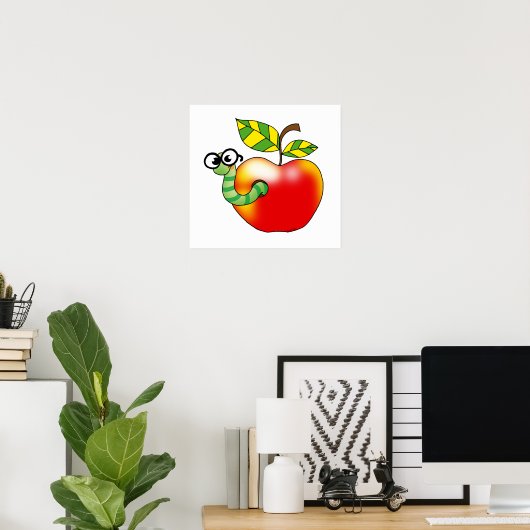 Apple & Worm, terug naar school Poster (Thuiskantoor)