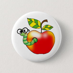 Apple & Worm, terug naar school Ronde Button 5,7 Cm