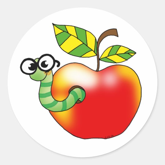 Apple & Worm, terug naar school Ronde Sticker (Voorkant)
