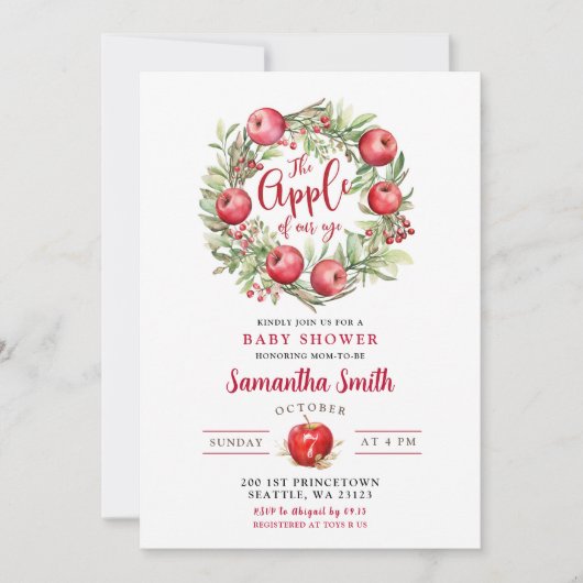 Apple Wreath-Baby shower Kaart (Voorkant)