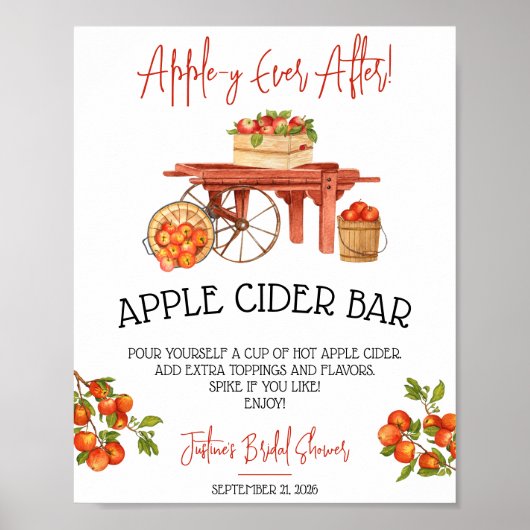 Apple-y Ever After! Bruidsdouche Apple Cider Bar  Poster (Voorkant)