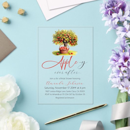 Apple-y Ever After Herfst Herfst Vrijgezellenfeest Acryl Uitnodigingen (Insitu (Huwelijk))