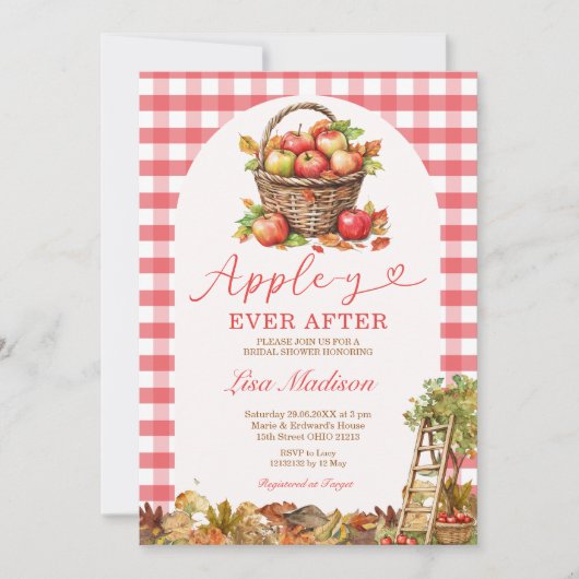 Apple-y Ever After Orchard Red Plaid Bridal Shower Kaart (Voorkant)