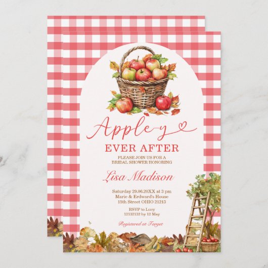 Apple-y Ever After Orchard Red Plaid Bridal Shower Kaart (Voorkant / Achterkant)