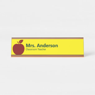 Apple Yellow Teacher's Naam en functie Bureau Naambordje