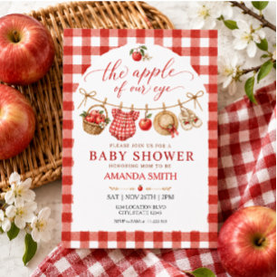 Appleboom Rode Gingham Baby Shower Kaart